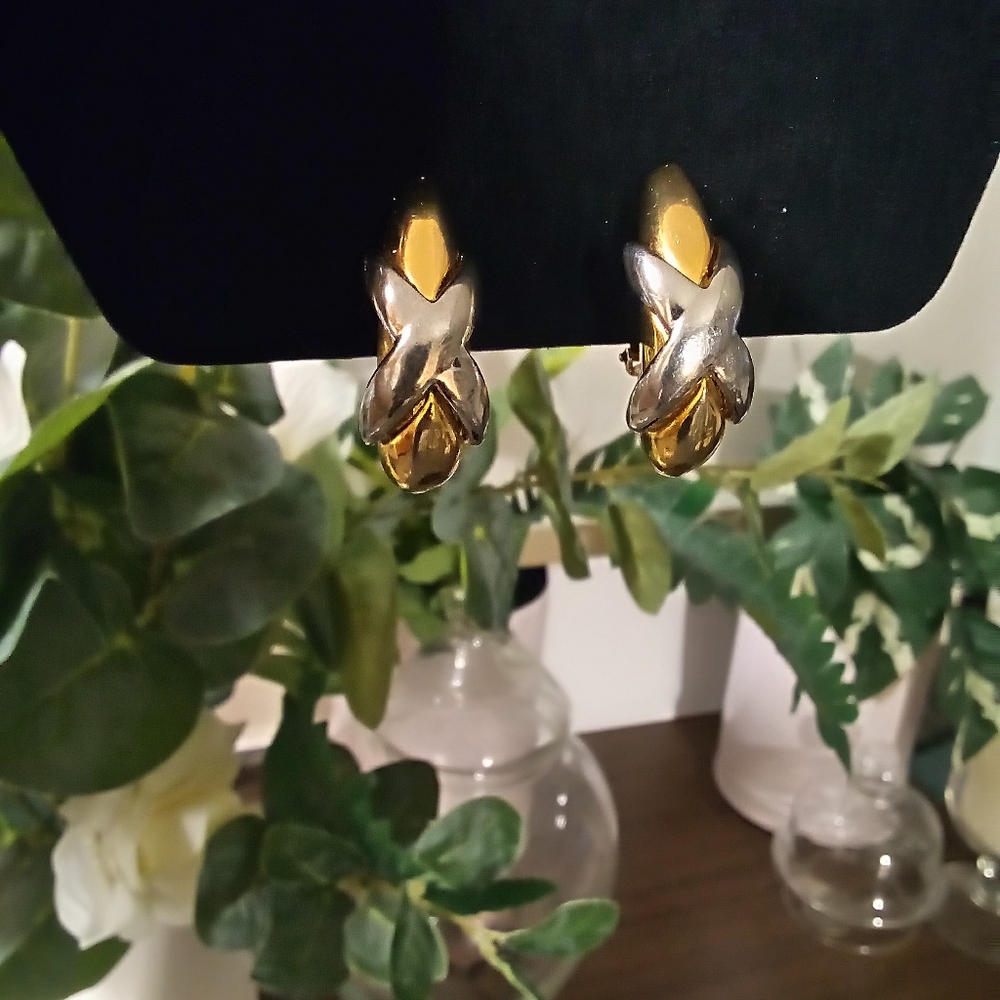 Clip on earrings gold and silver plated